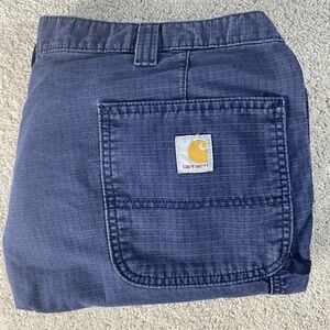 Carhartt Pants Mens 40x30 Blue Broxton Loose Fit Cargo Pockets Workwear‎ Read